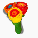 Three Flower Bouquet- Wool-Based Rose Flower (Handicraft)