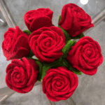 Six Flower Bouquet- Wool-Based Rose Flower (Handicraft) - Image 3