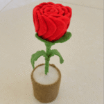 Single Wool-Based Rose Flower with Stand (Handicraft) - Image 4