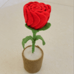 Single Wool-Based Rose Flower with Stand (Handicraft)